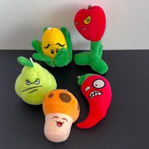 Plants Vs Zombies 5 Plush Toys Pear Mushroom Corn Kernel Chili Pepper